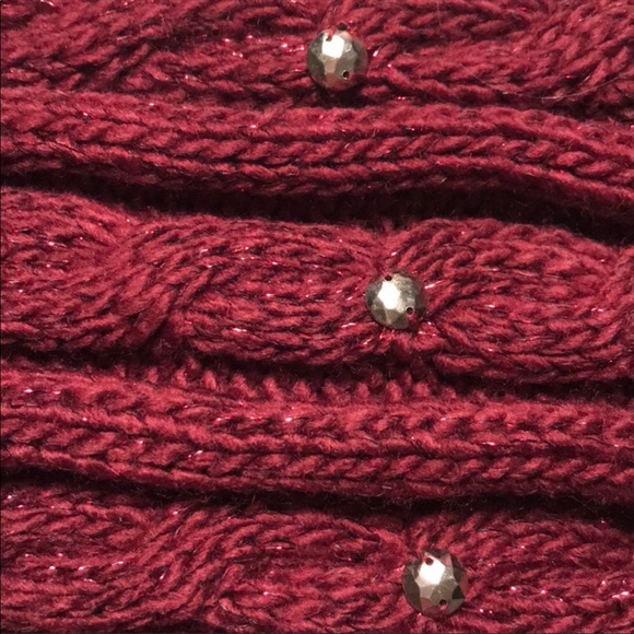 SOLD rust chunky cable knit scarf with pom pom - Picture 4 of 8